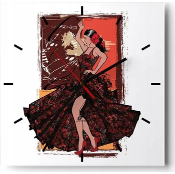 Hodiny Nástěnné hodiny do kuchyně 30x30 Tanečnice Stylové hodiny na skle Loft Tiché