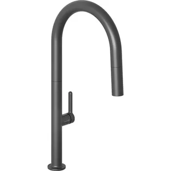 Kludi Aurea Baterie dřezová stojánková s vytahovací sprchou, otočné ramínko, černá matná, 558526675