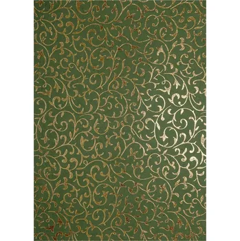 Barevný papír Olivový ozdobný papír zlatá krajka 18x25 5ks