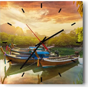 Hodiny Nástěnné hodiny do kuchyně 30x30 Krajina Stylové hodiny na skle Loft Tiché