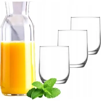 SADA 6 SKLENIC 315 ML + SKLENĚNÁ KARAFA 1200 ML na VODU NÁPOJŮ LAVOVÝCH DŽUSŮ
