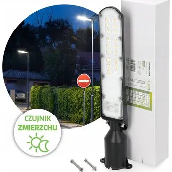 Venkovní osvětlení LED Uliční Lampa 50W 4000K IP65 IK08 Soumrakový Senzor 5000lm