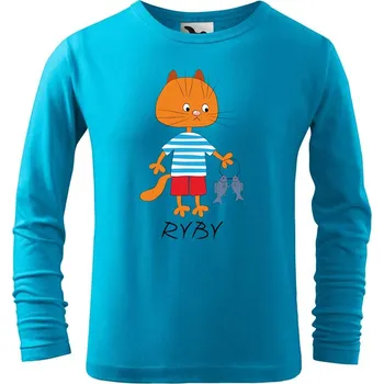 DOBRÝ TRIKO Dětské bavlněné triko Zvěrokruh kočka Ryby Velikost: 134/8 let, Barva: Tyrkysová