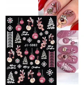 samolepka 5D Samolepky Vánoční Sněhové Vločky Sobi Santovci R195