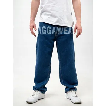 Pánské kalhoty ŠIROKÉ DŽÍNOVÉ KALHOTY BAGGY Pánské Modré Jigga Front Laser XXL