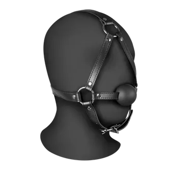 Připínací penis Ouch! Xtreme Head Harness with Solid Ball Gag Black