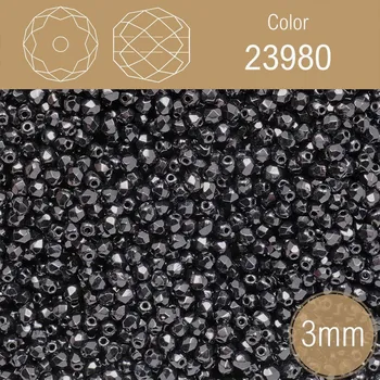 Dětské navlékací korálky Korálky BROUŠENÉ 3mm. Barva 23980 neprůhledná Černá. Balení 150Ks.