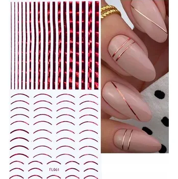 samolepka FRANCOUZSKÉ SAMOLEPKY NA NEHTY S PRUHY Červené 3D R92