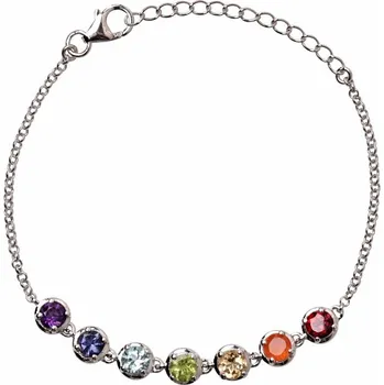 Přívěsek Čakrový náramek kulatý rhodiované stříbro Ag 925 17 - 20 cm, 5,9 g