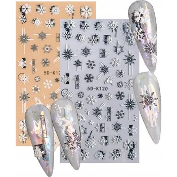 samolepka Samolepky na nehty 3D vánoční SNĚHOVÉ VLOČKY E116