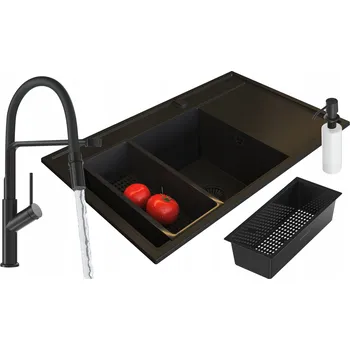 Granitový dřez Jednokomorový granitový dřez Pyramis černý