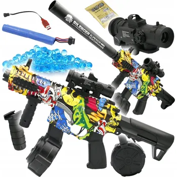 Dětská zbraň Puška na gelové kuličky Velký strojní automat Bubnová pistole s tlumičem
