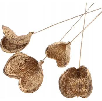 umělá květina Badam 7-10 cm zlatý sušené rostliny do kytic a aranžmá, na drátku, tyčinka 50 cm, 4 ks