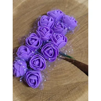 umělá květina Růže na drátku s tylem Ø25 mm barva fialková