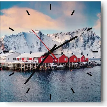 Hodiny Nástěnné hodiny do kuchyně 30x30 Krajina Stylové hodiny na skle Loft Tiché