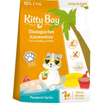 Podestýlka pro kočku Výhodné balení: 3x 10l kočkolit KittyBay Pawperol Spritz z tofu a manioku