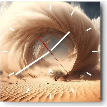 Hodiny Nástěnné hodiny do kuchyně 30x30 Písek Stylové hodiny na skle Loft Tiché