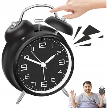 Budík BUDÍK KLASICKÝ PLYNOUCÍ HLASNÝ ALARM ZVONKY PODSVÍCENÝ CIFERNÍK