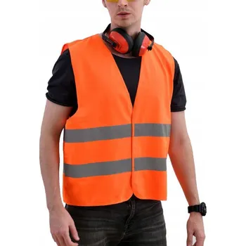 VÝSTRAŽNÁ REFLEXNÍ VESTA ORANŽOVÁ PRACOVNÍ SILNIČNÍ BOZP VELIKOST L NA SUCHÝ ZIP