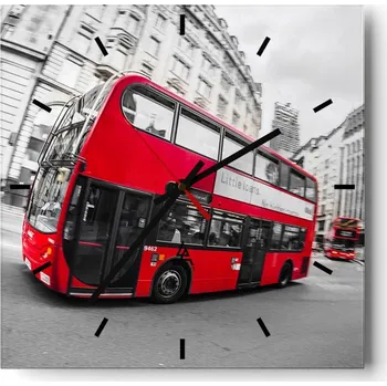 Hodiny Nástěnné hodiny do kuchyně 30x30 Město Stylové hodiny na skle Loft Tiché