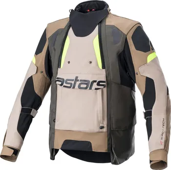 Moto oblečení ALPINESTARS bunda HALO DRYSTAR dark khaki/sand/fluo yellow - XL