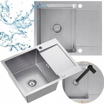 Granitový dřez Jednokomorový dřez Sink Quality COLE ocel stříbrný