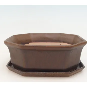 Květináč Bonsai miska + podmiska H14 - hnědá