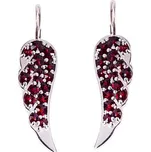 stříbrné náušnice s českým granátem - křídla (6371362) povrchová úprava: rhodiované