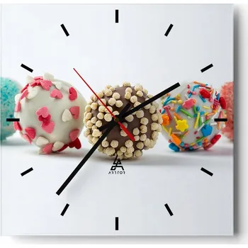 Hodiny Nástěnné hodiny do kuchyně 30x30 Sladkosti Stylové hodiny na skle Loft Tiché