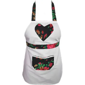 Kuchyňská zástěra Šedá kuchyňská zástěra pro dívky s folklorním vzorem