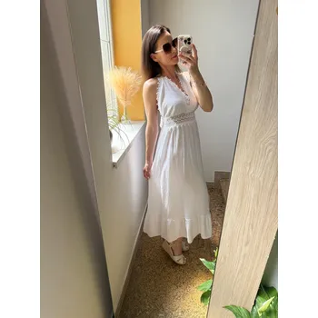 Dámské šaty BudesIN Bílé mušelínové šaty Boho