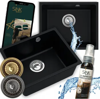 Granitový dřez Jednokomorový granitový dřez Sink Quality CRYPTON55 černý