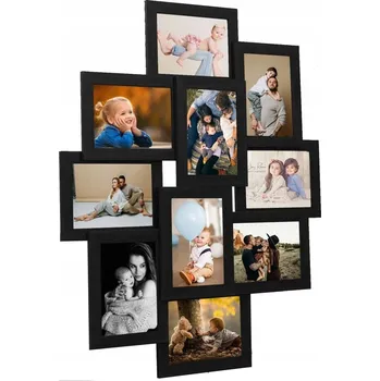 Obraz Rámeček na 10 fotografií 13x18 cm, černý, MDF