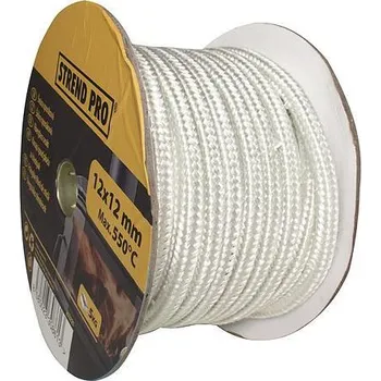 Krbová kamna Strend Pro Šňůra sporáková, L-30 m, 12x12 mm, balení 5 kg, těsnicí šňůra na sklo, na dveře, na krby, na kamna, těsnění, bílá