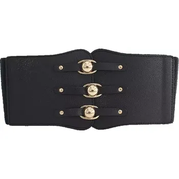 Opasek Dámský kožený široký korzetový pásek Vugrin Černý