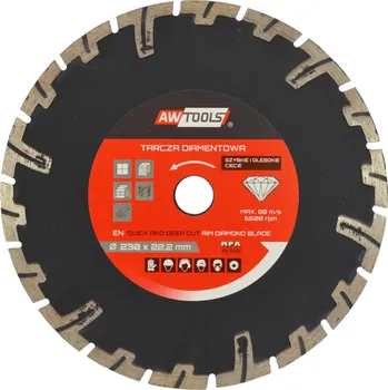 Řezný kotouč Awtools Diamantový kotouč pro rychlé hluboké řezání 230 x 22,2 mm