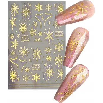 Umělé nehty 3D vánoční Samolepky na nehty Sněhové Vločky E192