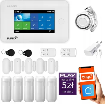 Sada domovního alarmu Bezdrátový alarm GSM + Wifi s aplikací TUYA, HUXGO HXA006