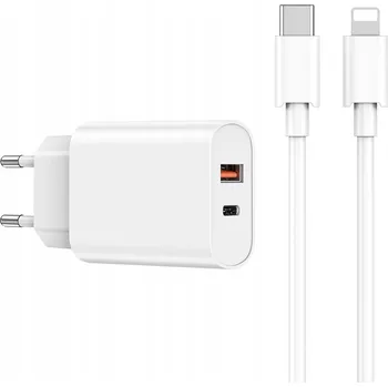 WIWU síťová nabíječka Wi-U002 PD + QC 20W, 1x USB, 1x USB-C, bílá + kabel U