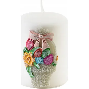 Svíčka Velikonoční svíčka Košíček Válec Malá 7x10cm Bílá