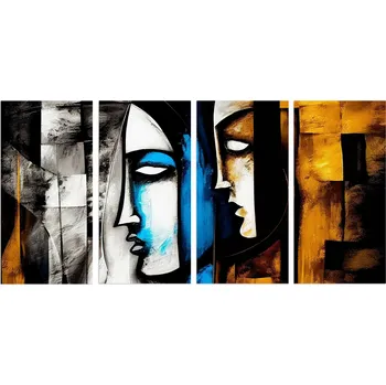 Obraz Čtyřdílný obraz na zeď do obýváku ložnice Tváře 60x120