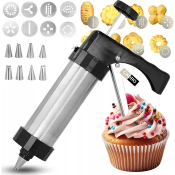 Trezírovací pistole na dorty, sušenky, dekorátor na těsto a polevu, 17 dílů