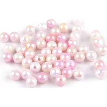 Korálek Plastové korálky s mermaid efektem Ø8 mm Varianta: 3 růžová nejsv., Balení: 20 g