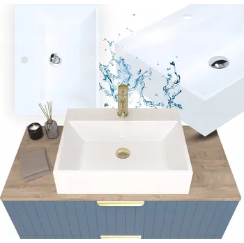 Umyvadlo UMYVADLO NA DESKU VEGA 55 x 42 CM BÍLÉ, OBDÉLNÍKOVÉ