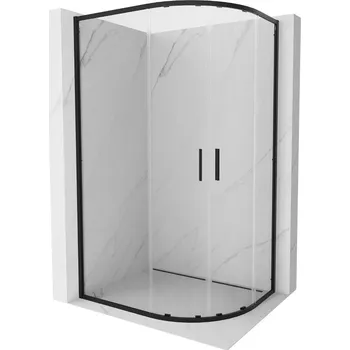 Mexen Exo sprchový kout půlkruhový asymetrický posuvný 90 x 80 cm, transparentní, černý - 8132-090-080-70-00 Sprchové kouty