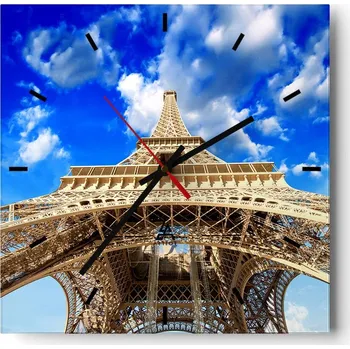 Hodiny Nástěnné hodiny do kuchyně 30x30 Město Stylové hodiny na skle Loft Tiché