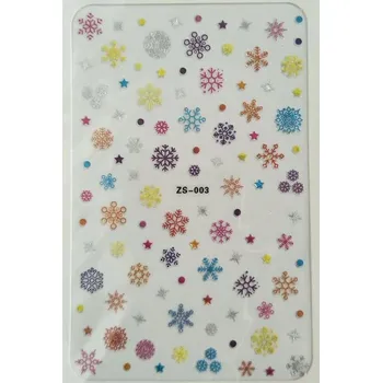 samolepka Samolepky na nehty 3D vánoční sněhové vločky E141