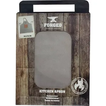 Kuchyňská zástěra KUCHYŇSKÁ ZÁSTĚRA šedá s hnědou kůží 76x70cm