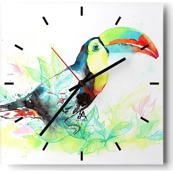 Hodiny Nástěnné hodiny do kuchyně 30x30 Pták Stylové hodiny na skle Loft Tiché
