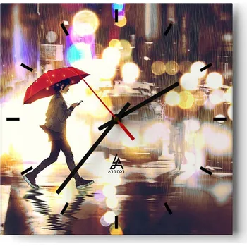 Hodiny Nástěnné hodiny do kuchyně 30x30 Město Stylové hodiny na skle Loft Tiché